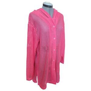 Roxanne Hot Pink Mesh Sequin Swimsuit Coverup – Size Medium